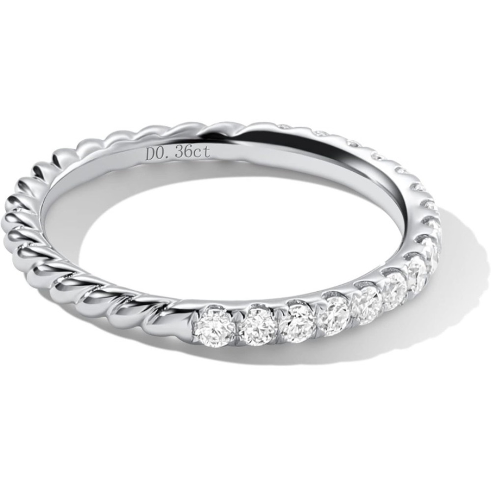 NWB 18k white gold plated 925 silver Moissanite Wedding band D Color VVSI